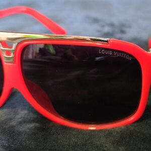 Louis Vuitton Red Sunglasses with Dark Lenses